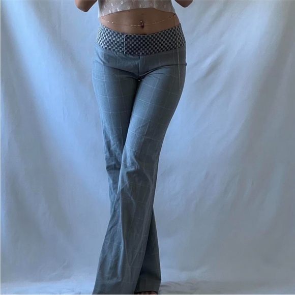 Express womens pants Gray check flare pants w/contrasting waistband#trousers🍑 - Picture 2 of 9